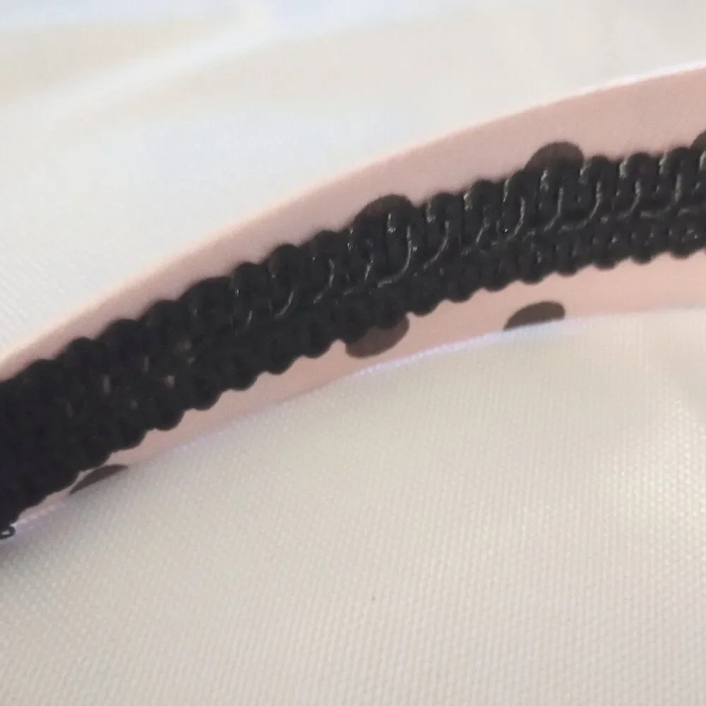 NWT Justice Hard Headband Satin Pink Polka Dot Bandana Fabric Tie Back